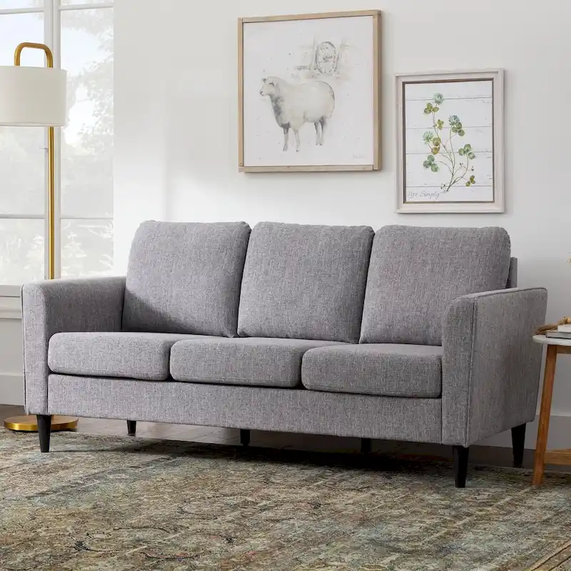 Upholstered Curved Arm Sofa - Seats 3