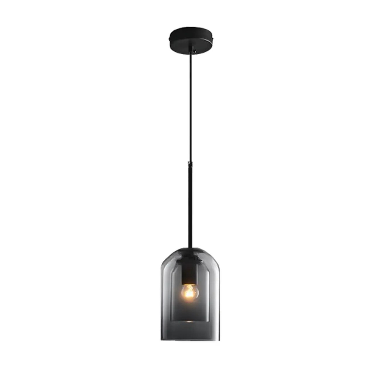 Modern 2-Layer Cylinder Glass Pendant Light for Bedroom