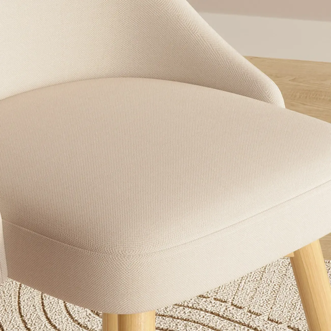 White Fabric Upholstered Solid Back Dining Chair