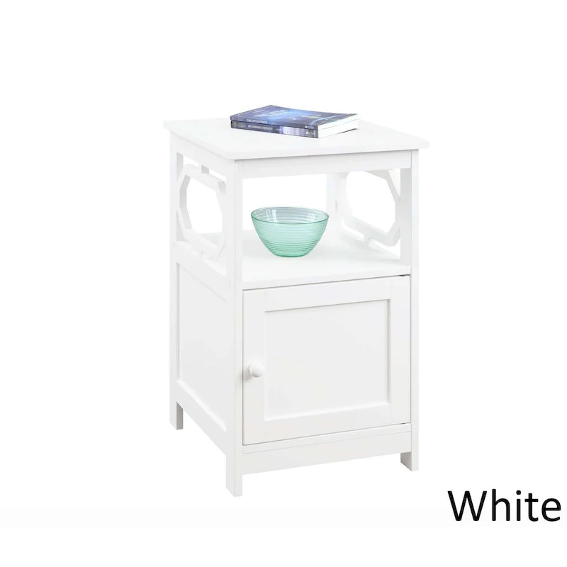 End Table with Storage Cabinet and Shelf - Octagon Side Design