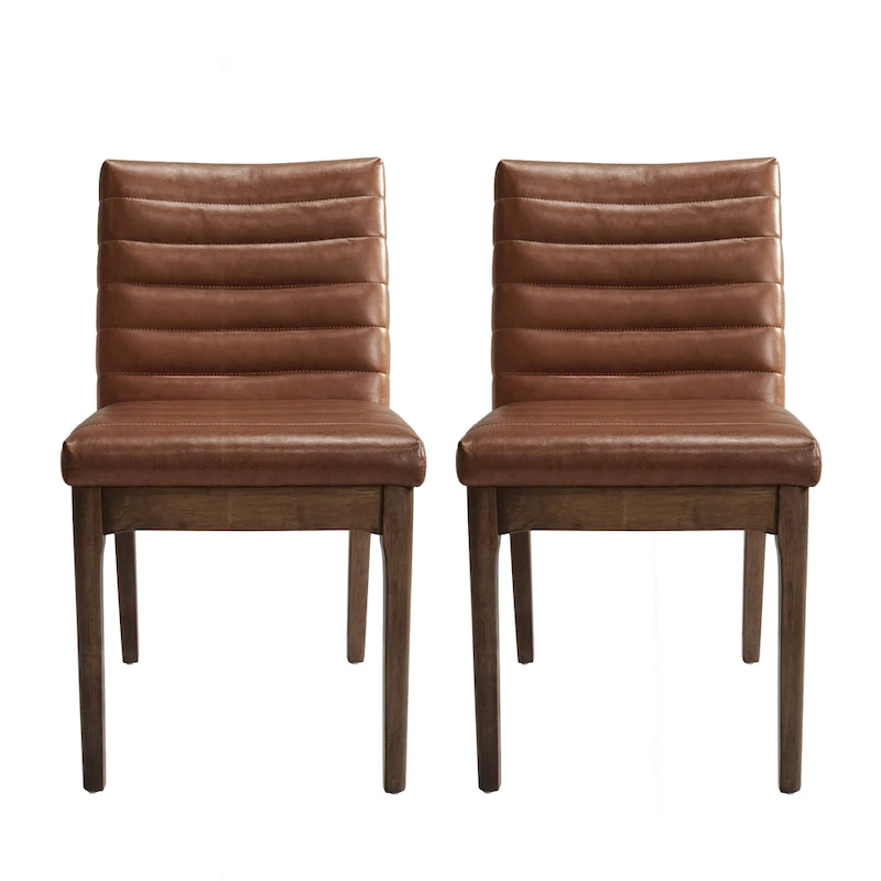 Stylish Upholstered Dining Chairs with Rubber Legs, Set of 2, for a Sophisticated Dining Experience