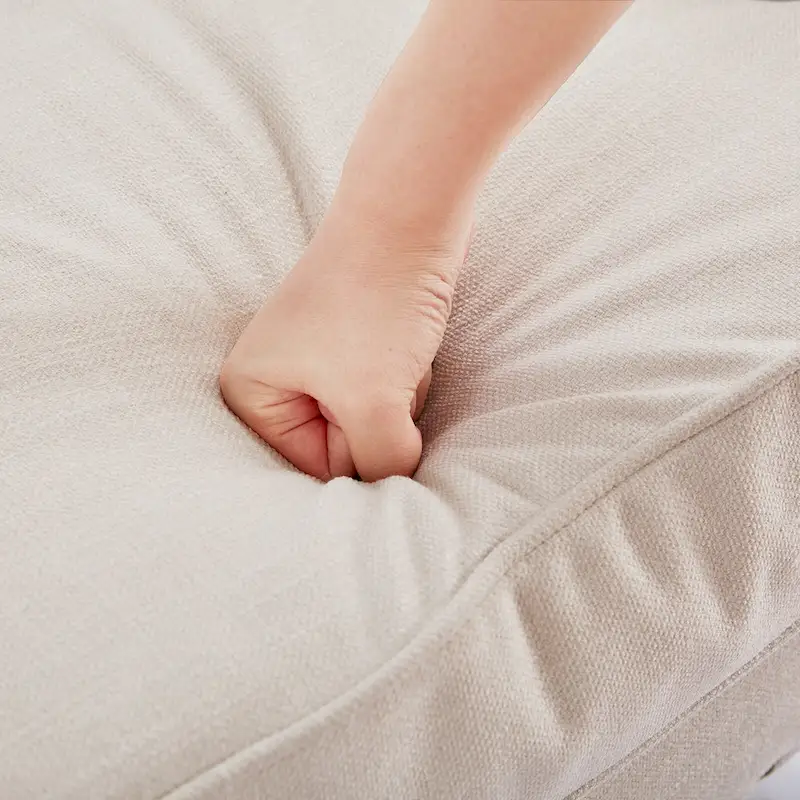 HUIMO Arm Chair Upholstered Button Tufted Accent Chair with Lumbar Pillow Beige/ Grey/ Light Blue/Brown