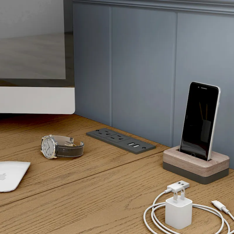 Haley Farmhouse 59-inch Metal L-Shaped Computer Desk with USBs by Furniture of America