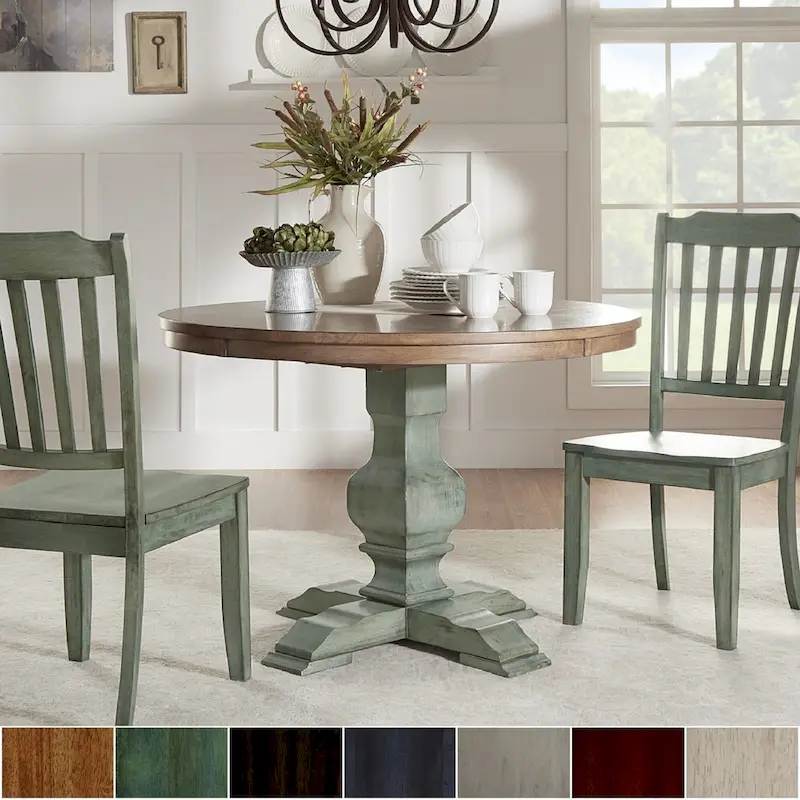 Two-tone Round Top Pedestal Dining Table