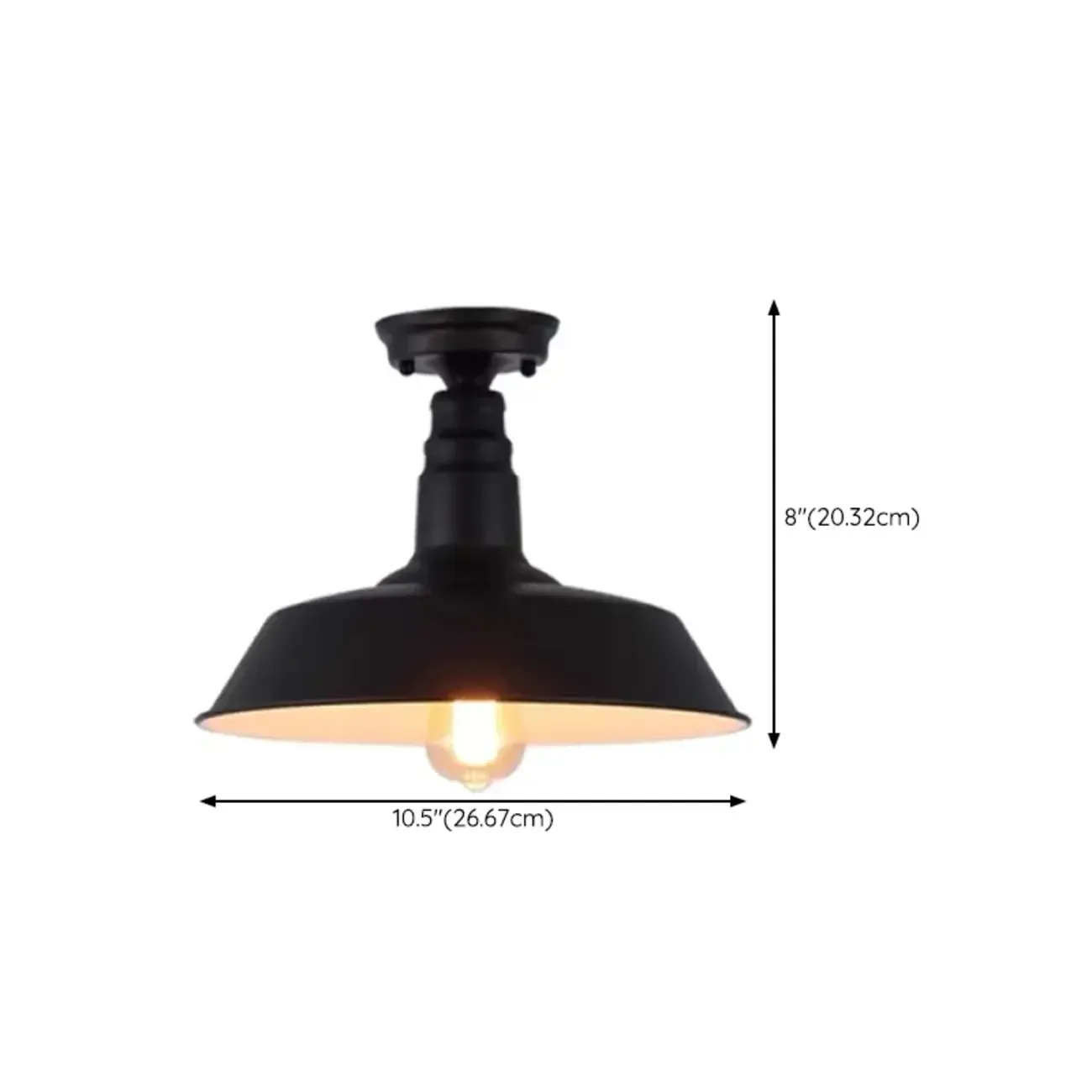 Industrial LED Semi Flush Ceiling Light with Black Iron Shade