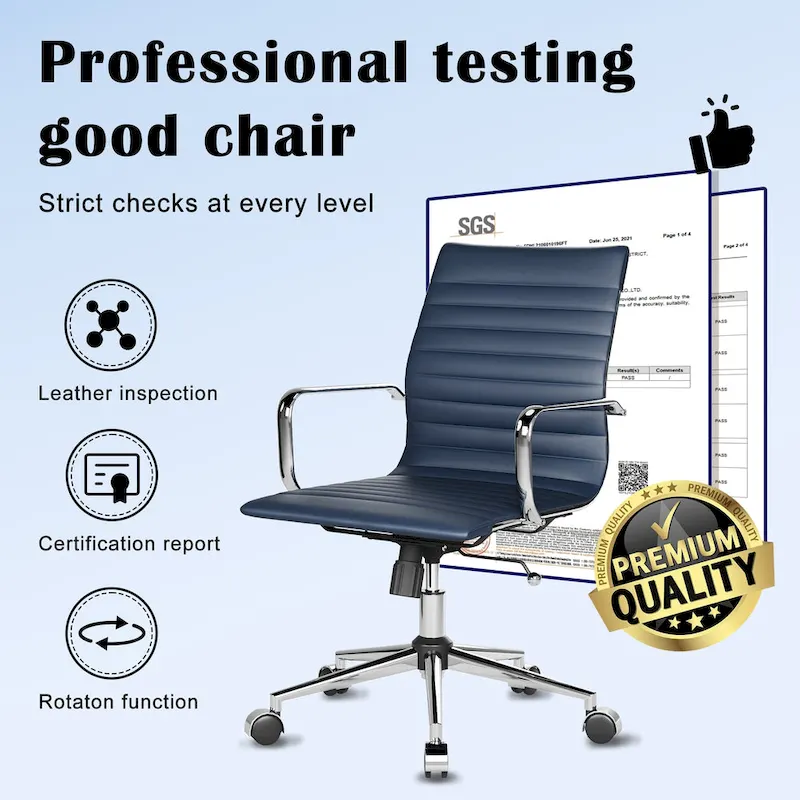 Black Ribbed Swivel Office Chair with Tilt Function