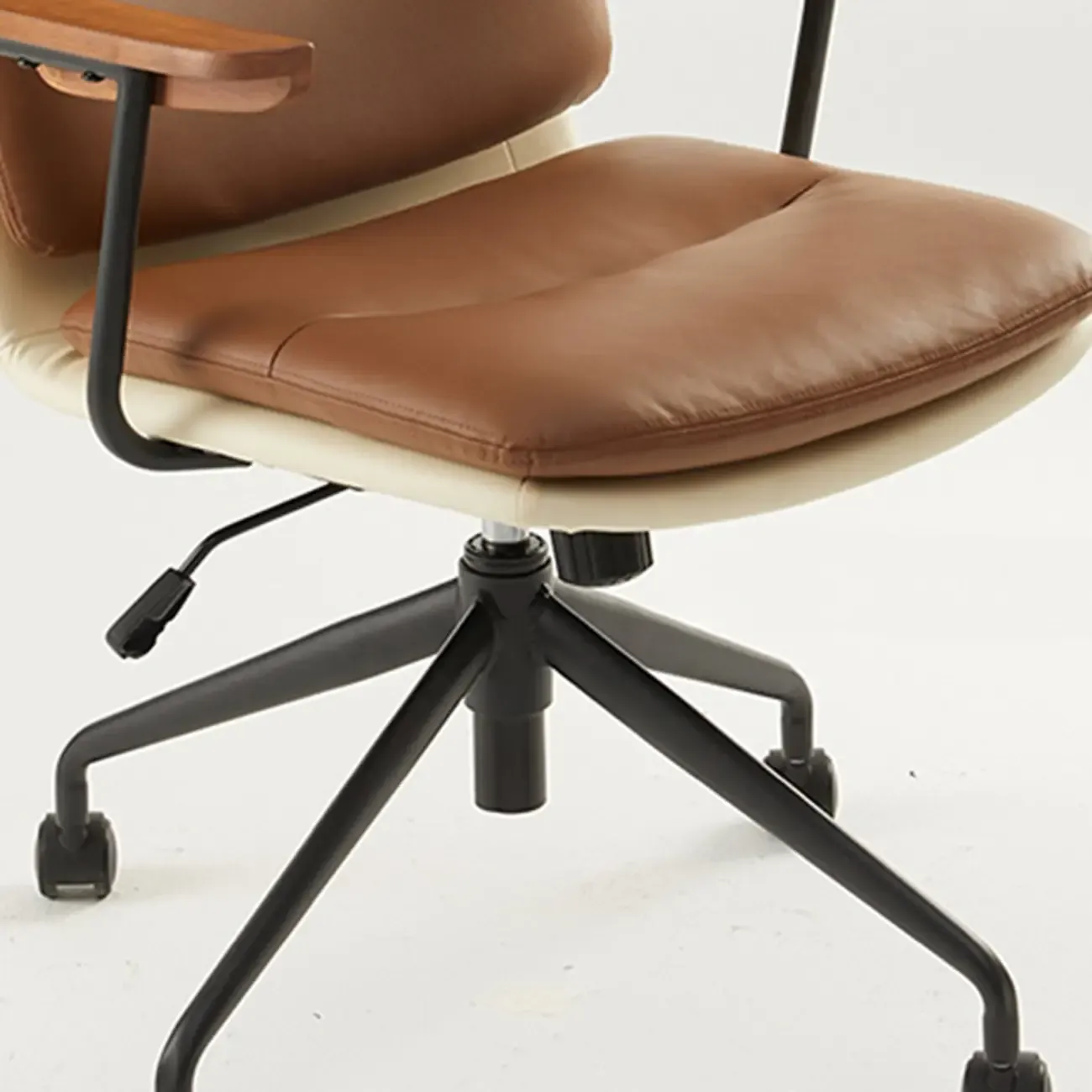 Modern Brown Upholstered Adjustable Swivel Office Chair