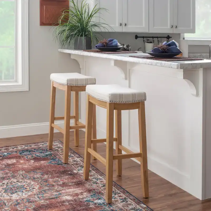 Willamette Rustic Striped Cream Bar Stool