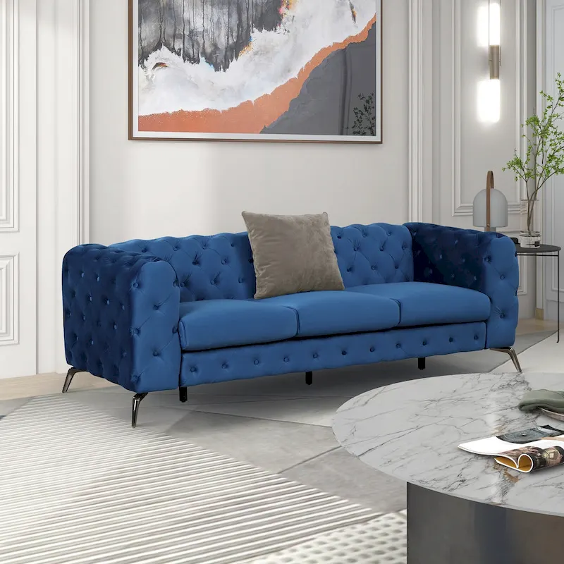 Velvet 3-Piece Sofa Sets(Three Seat Sofa/Loveseat and Single Chair)