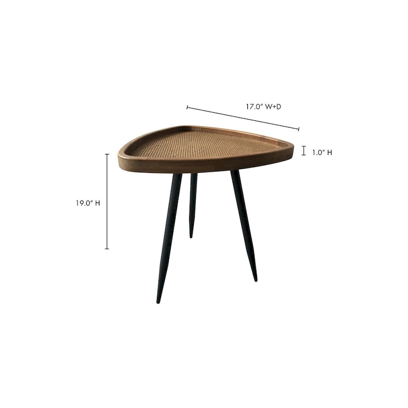 Macari Rollins Rattan Top Side Table - 17 W x 17 D x 19 H