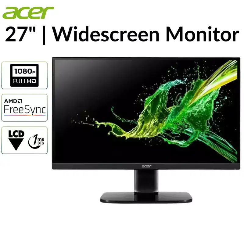 Refurbished Acer KA272 G0 27 Class LCD Monitor 16:9 Black 27 1920 x 1080 250 Nit - 1 ms HDMI VGA - Manufacturer Refurbished