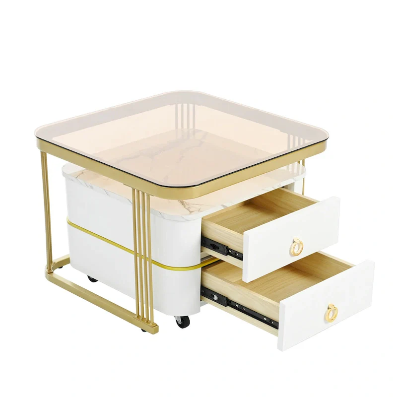Nesting Coffee Table Set with Wheels, Set of 2