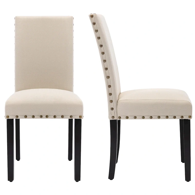 Fabric Upholstered Nailhead Trim  Dining Chairs Set of 2