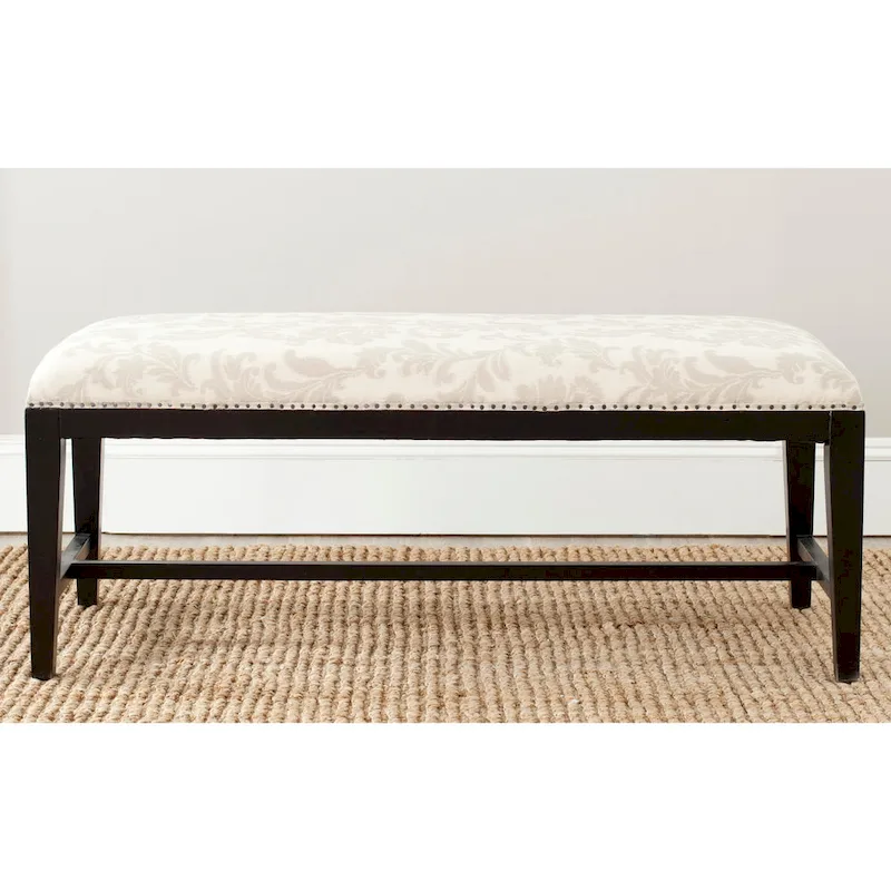 Taupe/Beige/Java Floral Upholstered Bench, 1-Person