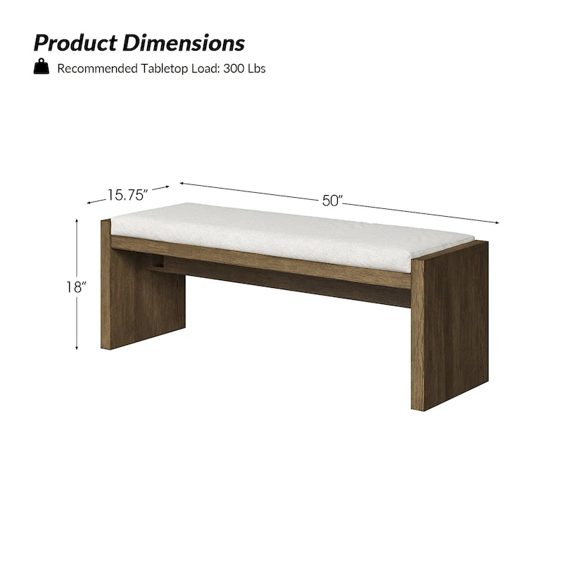 Berta Transitional Solid Wood Upholstered Bench by HULALA HOME