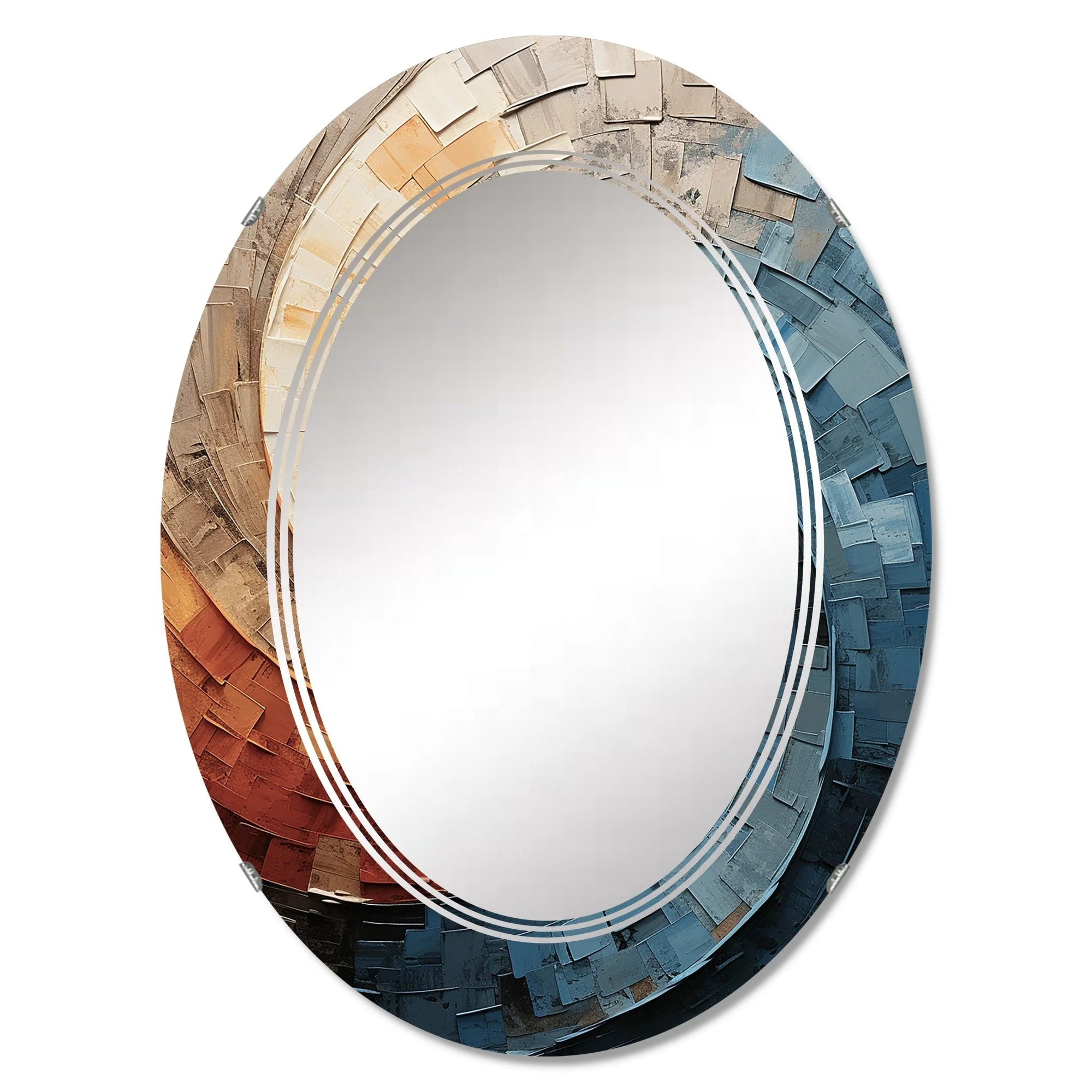 Designart Collaged Spiral Abstract Modern Wall Mirror