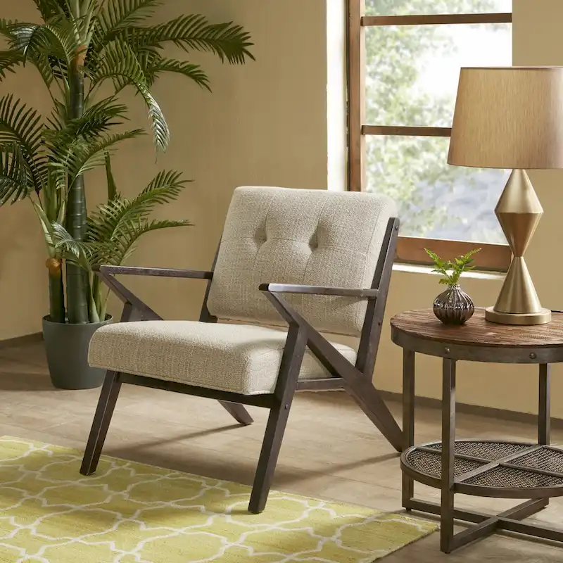 Rocket Upholstered Arm Chair with Angled Wood Frame