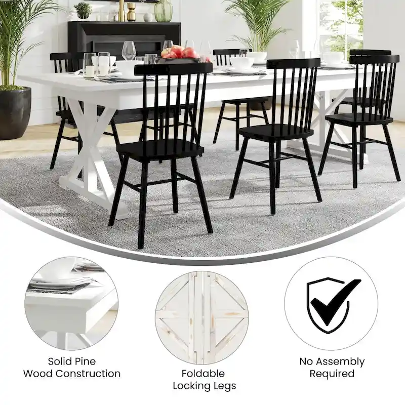 Solid Pine Farm Dining Table with X-Style Legs - 9' x 40