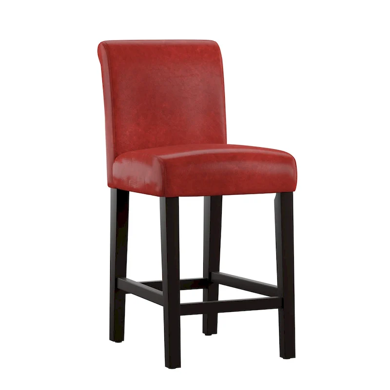 Bennett Red Faux Leather High Back Bar Stools (Set of 2) by