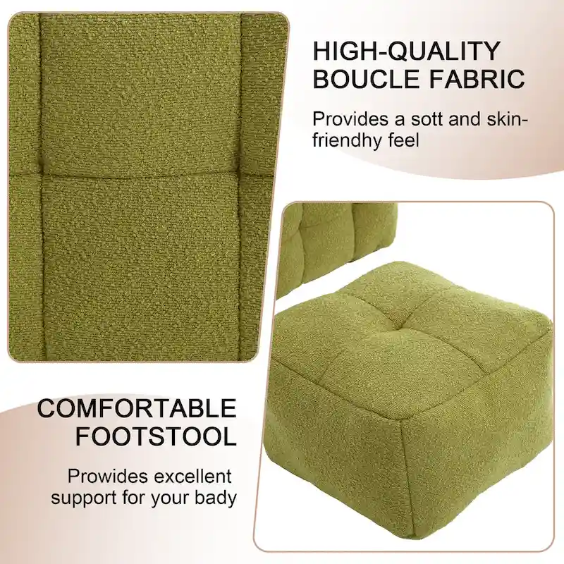 HOMEFUN Boucle Upholstered Tufted Modern Single Side Sofa Chair with Ottoman