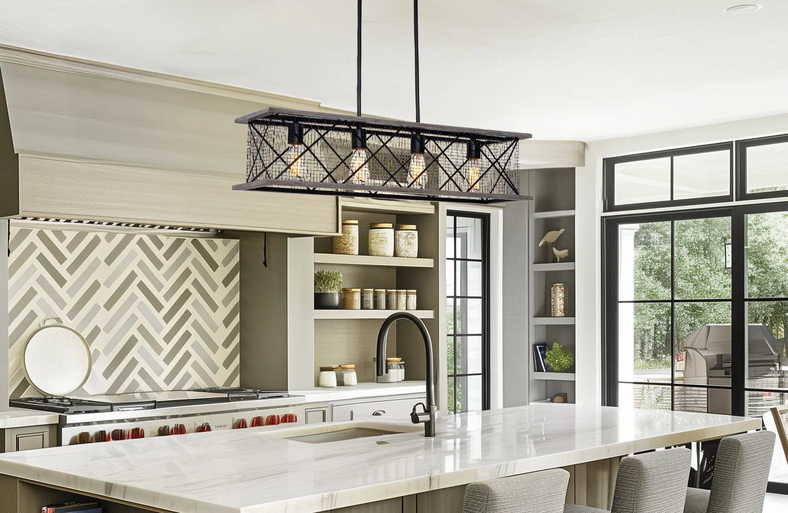 Brayden 34 4-Light Farmhouse Kitchen Island Light