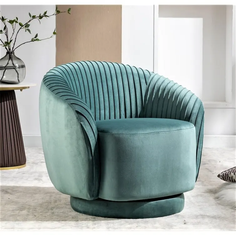 Modern Barrel Swivel Accent Chair with Plush Velvet Upholstery
