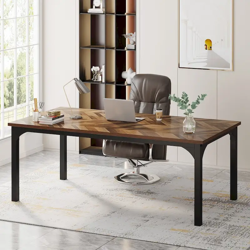 70.8 Inch Large Office Desk with Metal Frame