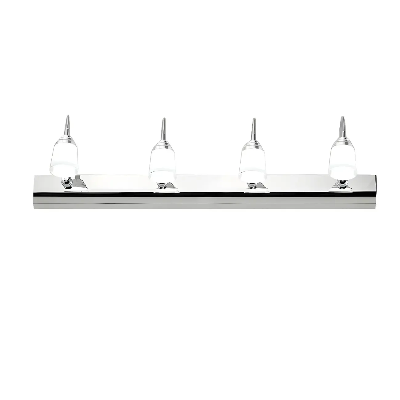 Modern Chrome LED Bathroom Vanity Light with White Shade