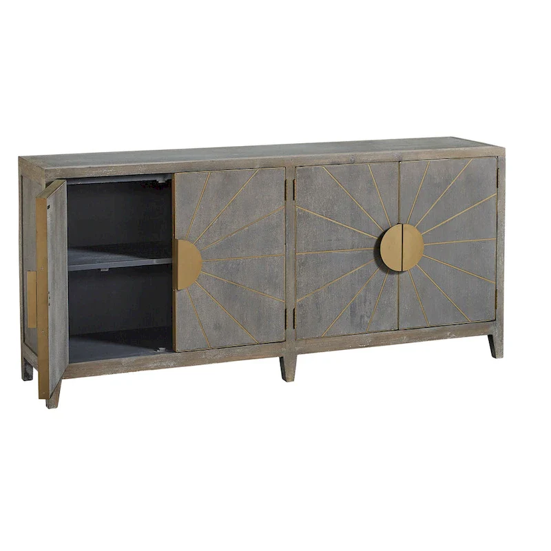 Cool Grey Sun Ray Sideboard, Single-Unit Storage