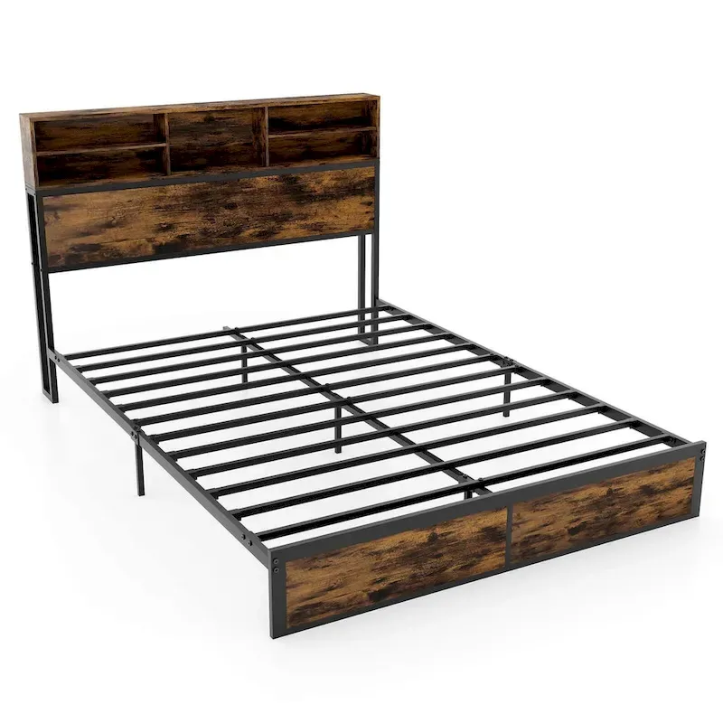 Costway Twin/Full/Queen/King Bed Frame with Charging Station Storage