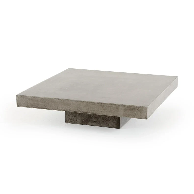 Grey Concrete Square Coffee Table – 12H x 43W x 43D