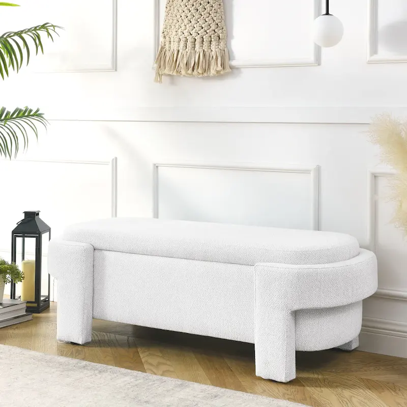 Chenille Upholstered Bench