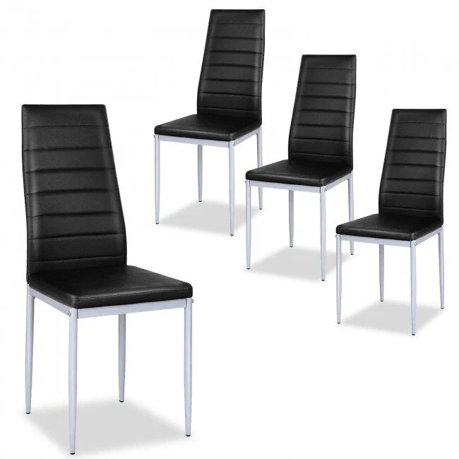 PVC Elegant Design Leather Dining Chairs with Solid Metal Legs - 16.0 x 20.0 x 38.5 (W x D x H)
