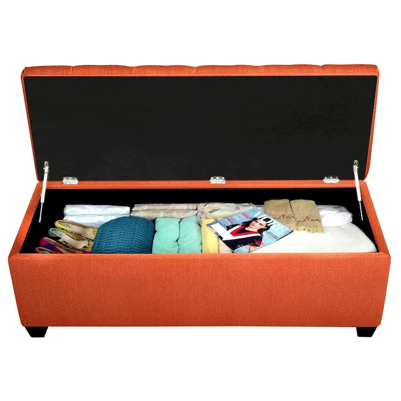 Diamond Tufted Upholstered Storage Bench with Hydraulic Lid