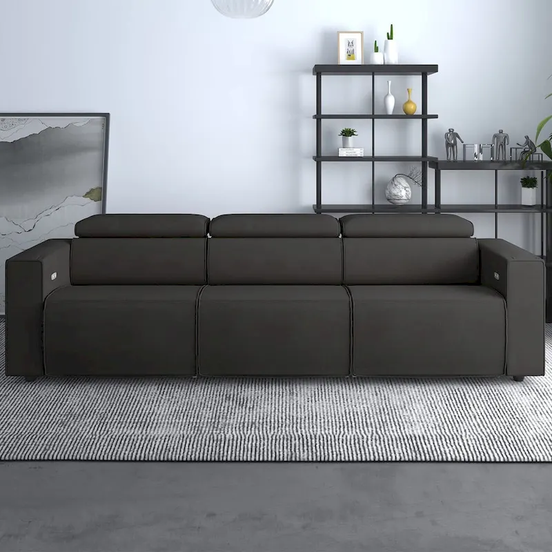 Mixoy Power Reclining Sofa, Faux Leather Electic Sofa Recliner,Theater Seating Furniture with USB Charging Station