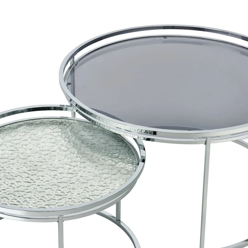 Glam Chrome Glass Top Nesting Tables