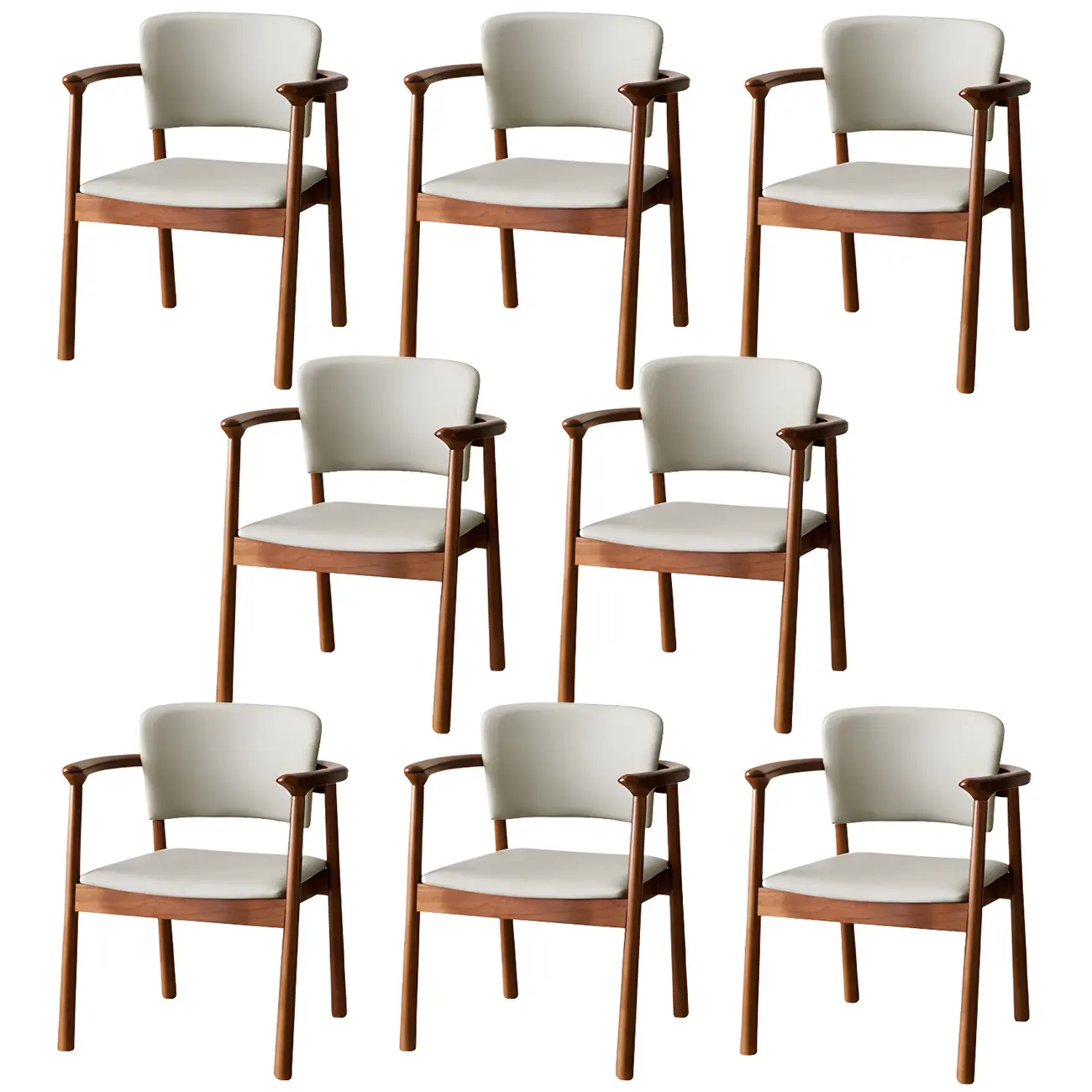 Modern Upholstered Rubberwood Arm Dining Chair Set of 2