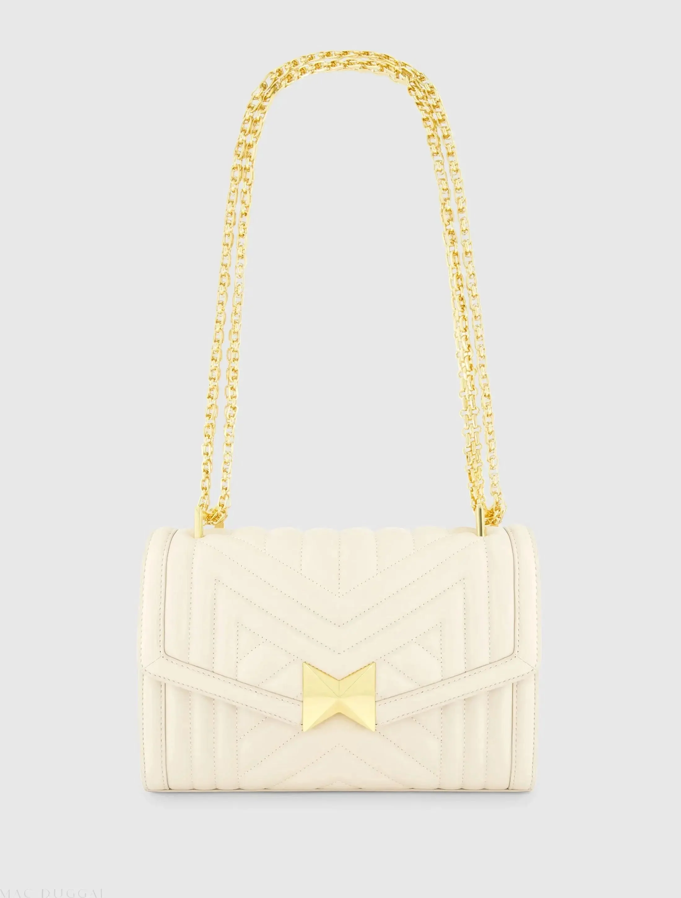 White Quilted Napa Leather Handbag With Gold Chain - FINAL SALE