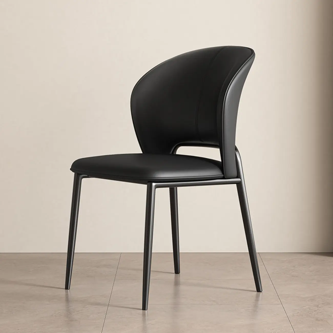 Modern Faux Leather Curved Low Back Dining Chair