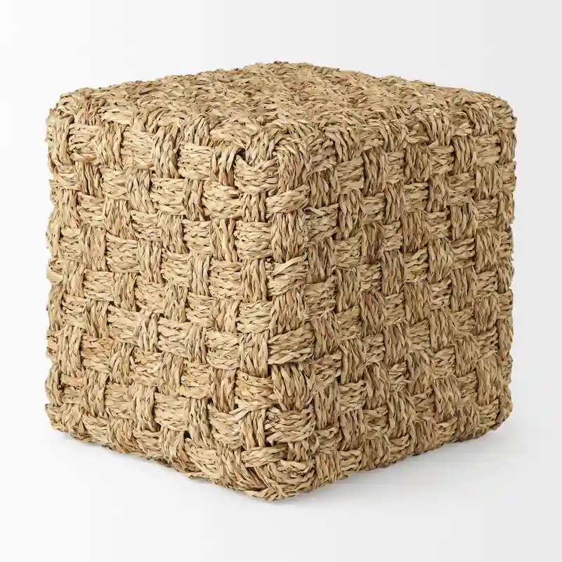 Mercana  Adele  Brown Woven Seagrass Square Pouf