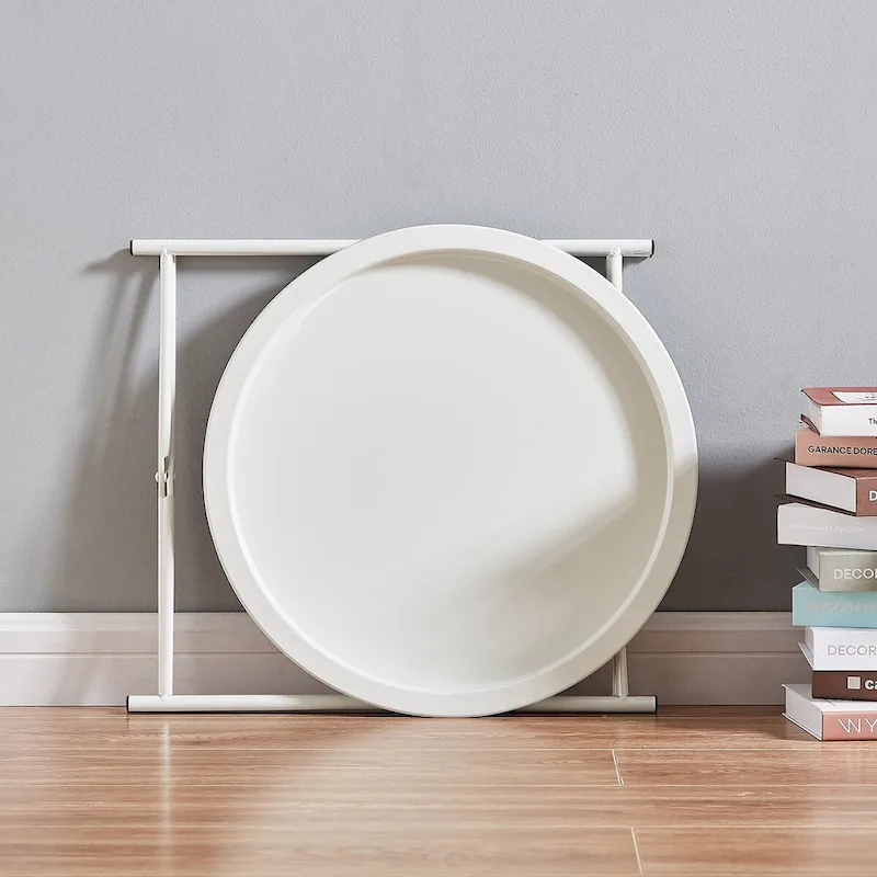 Folding Round TV Tray Tables, Small Round Steel Side Table, No Assembly Required - 18.5 x 18.5 x 19.7 in