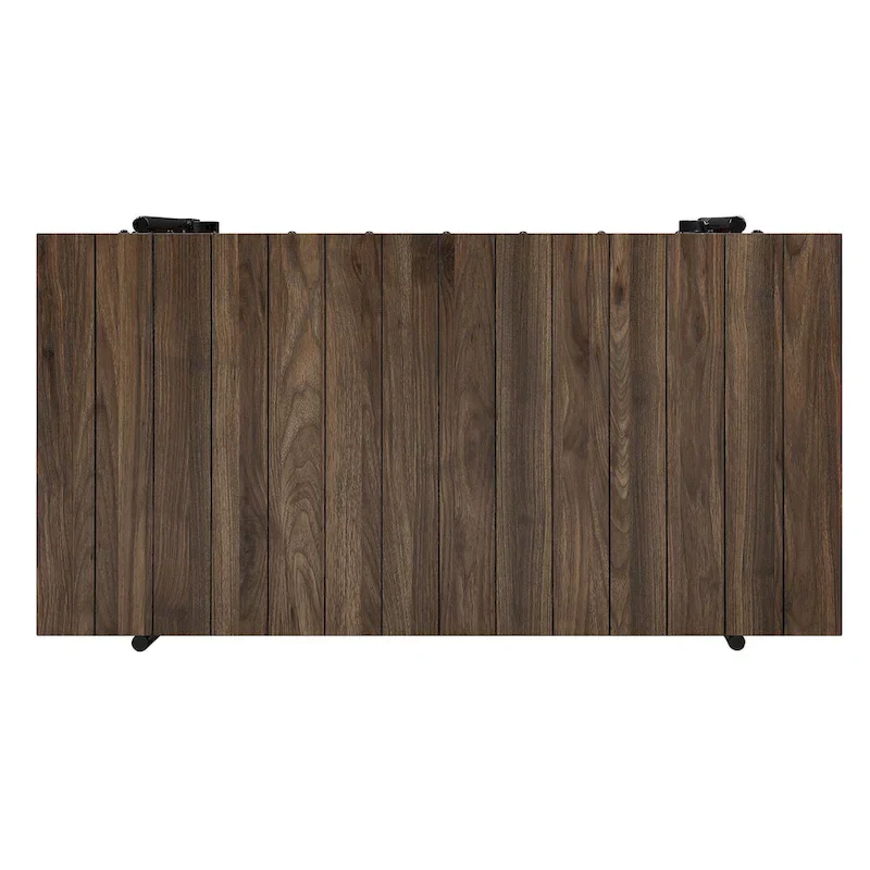 Black Farmhouse Steel 2-Piece Coffee Table Set with Wheels