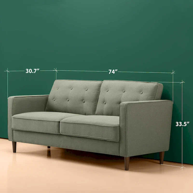 Pear Green Button Tufted 3-Seater Sofa