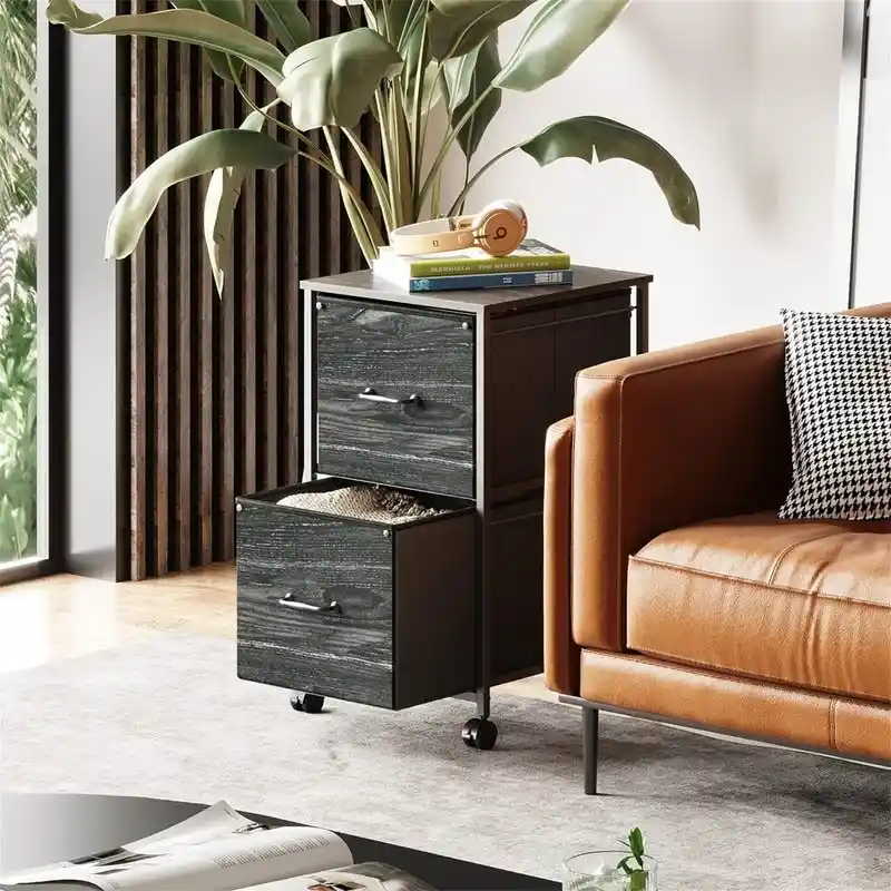 2 Drawer Mobile File Cabinet - 15.7D x 15.4W x 26.8H