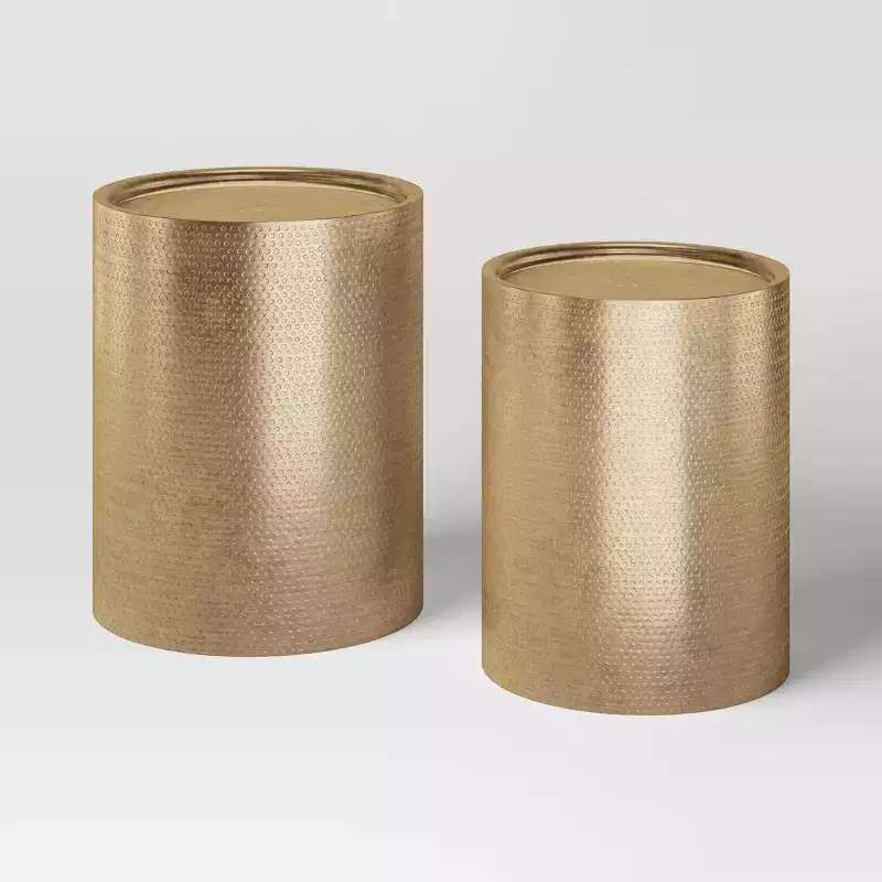 Manila Side Tables - Threshold™: Gold-Tone Metal, Hand-Carved, No Assembly Required