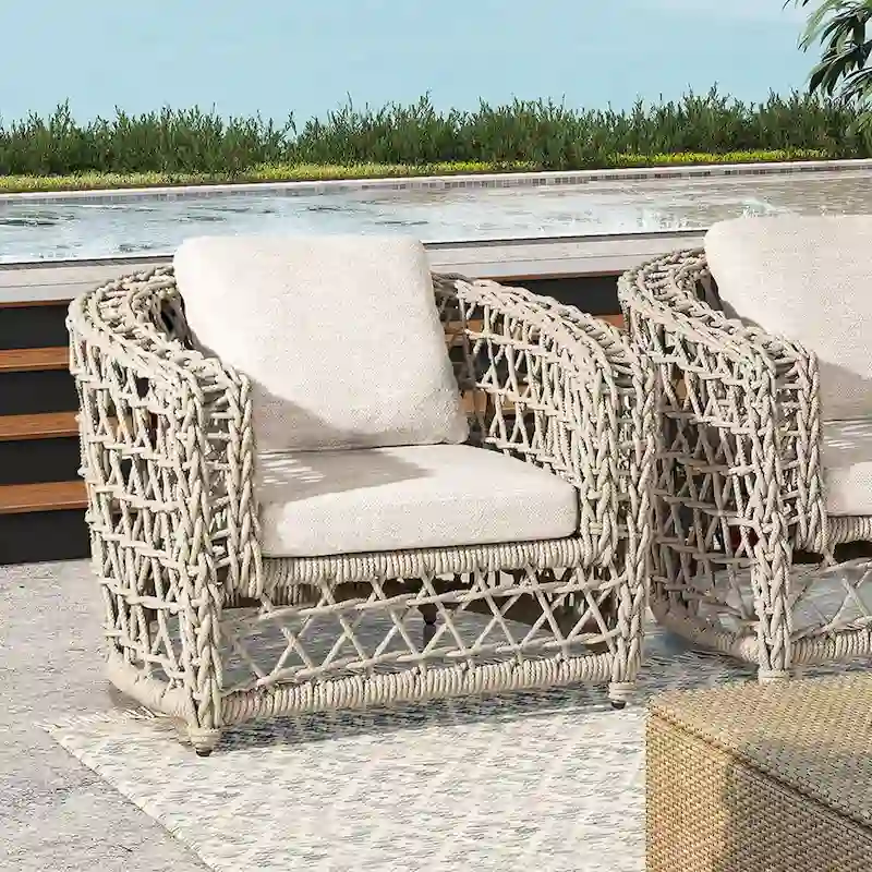 Everly 37.5 Woven Frame Barrel Deep Seating Patio Arm Chair
