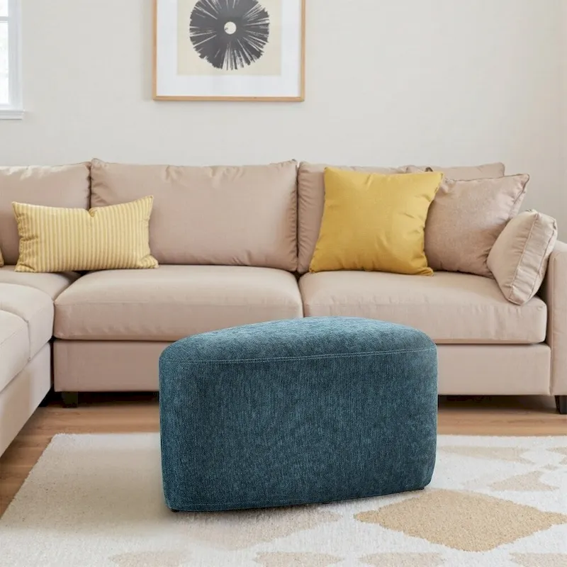 Triangular Chenille Fabric Pouf Ottoman