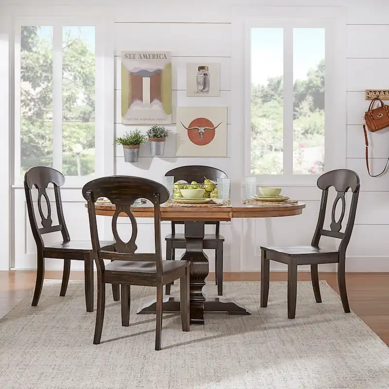 Two-Tone Oval Solid Wood Dining Table