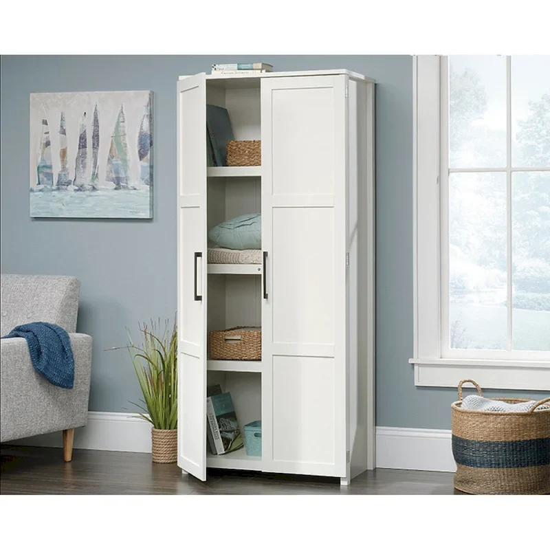 White Wood Finish 2-Door Storage Cabinet
