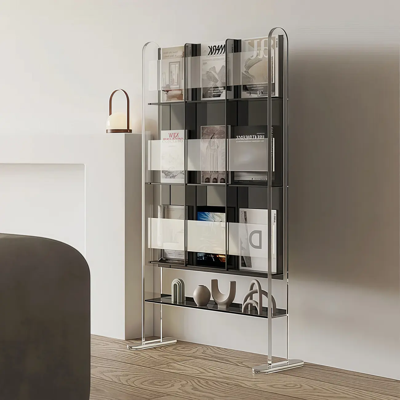 Vertical Acrylic 4-Shelf Closed Back Display Bookcase